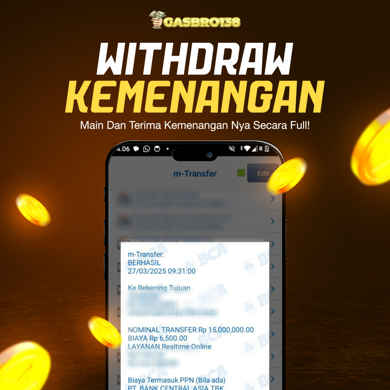 STOP RUNGKAD BRO!!! Tergacor Hanya Di GASBRO138 Kemenangan Resmi Modal Rp.2.400.000 Withdraw Rp. 15.000.000