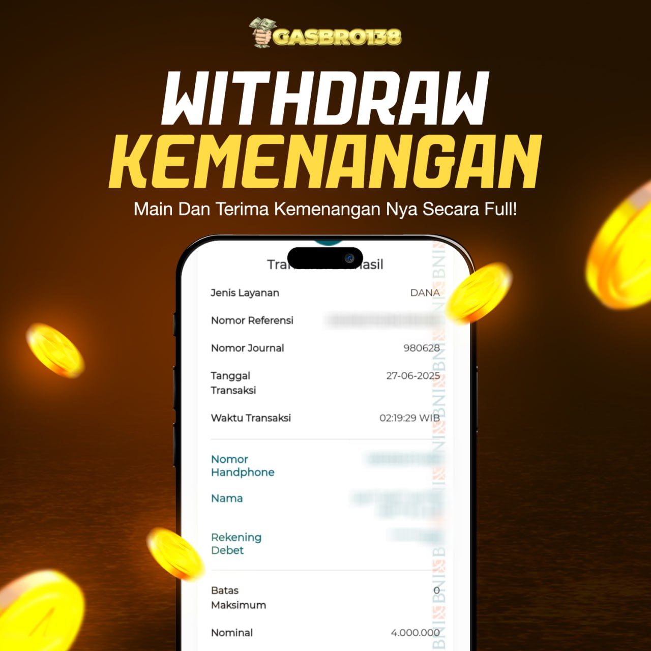 STOP RUNGKAD BRO!!! Tergacor Hanya Di GASBRO138 Kemenangan Resmi Modal Rp 100.000 Withdraw Rp. 4.000.000