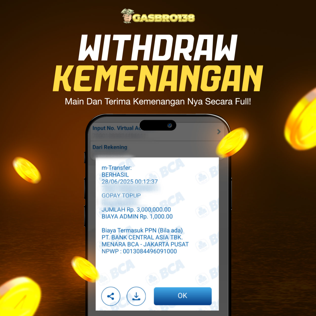 STOP RUNGKAD BRO!!! Tergacor Hanya Di GASBRO138 Kemenangan Resmi Modal Rp 100.000 Withdraw Rp. 3.000.000