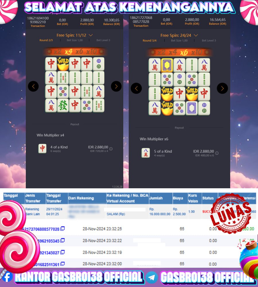 STOP RUNGKAD BRO!!! Tergacor Hanya Di GASBRO138 Kemenangan Resmi Modal Rp. 300.000 Withdraw Rp. 16.000.000