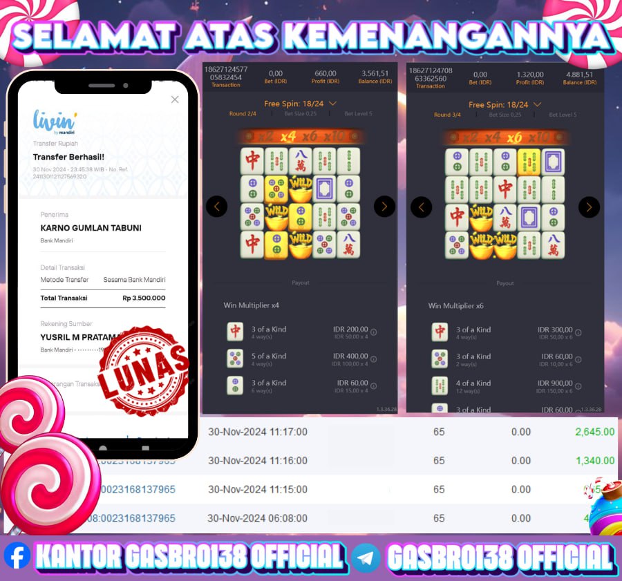 STOP RUNGKAD BRO!!! Tergacor Hanya Di GASBRO138 Kemenangan Resmi Modal Rp. 292.000 Withdraw Rp. 3.500.000
