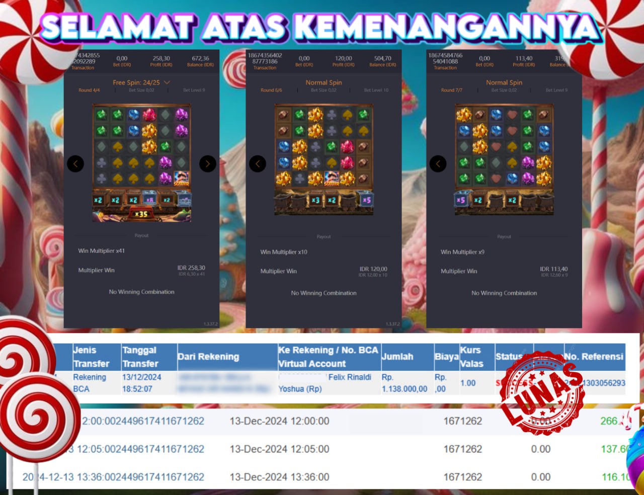 STOP RUNGKAD BRO!!! Tergacor Hanya Di GASBRO138 Kemenangan Resmi Modal Rp. 200.000 Withdraw Rp. 1.138.000