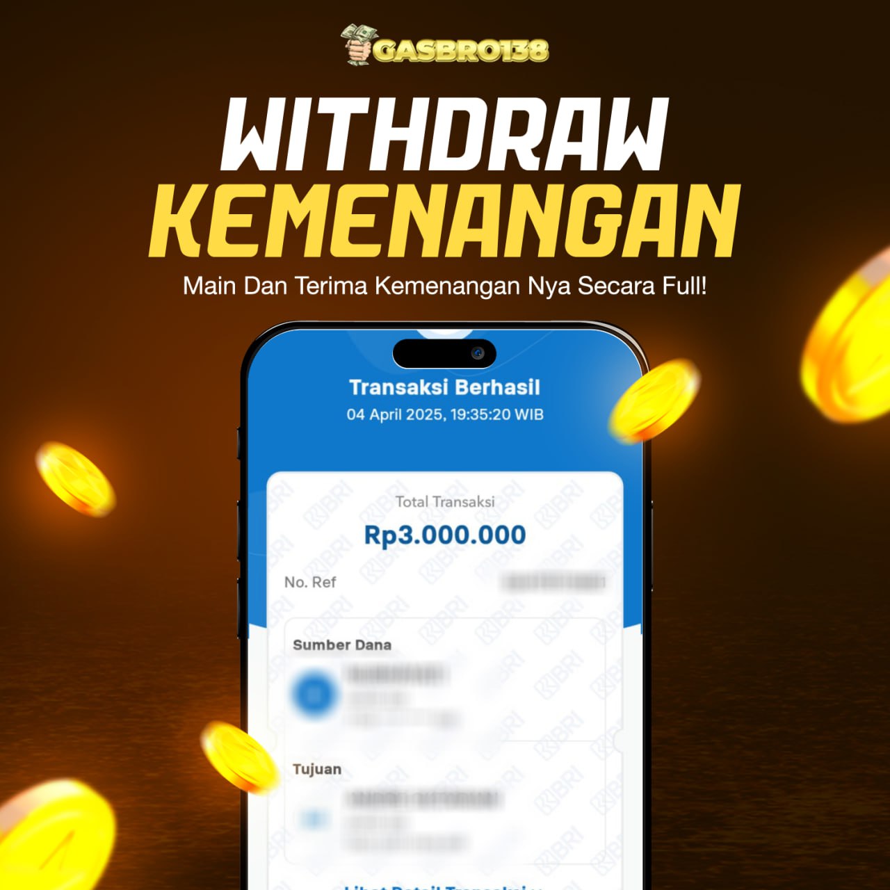 STOP RUNGKAD BRO!!! Tergacor Hanya Di GASBRO138 Kemenangan Resmi Modal Rp.200.000 Withdraw Rp. 3.000.000