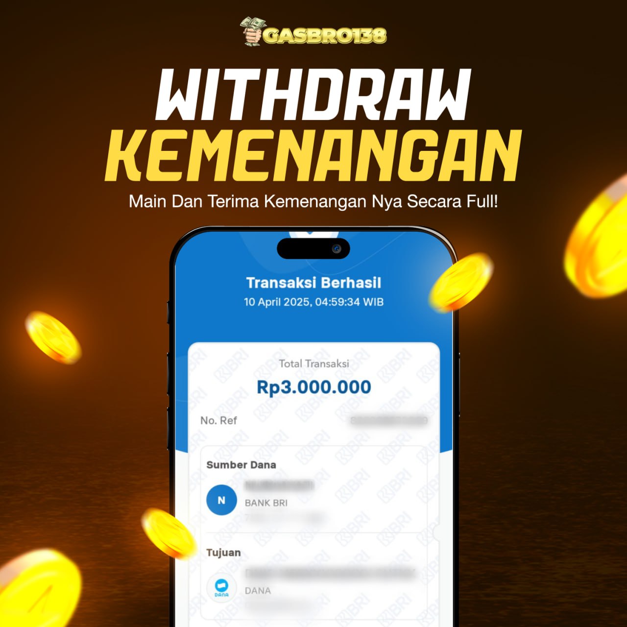 STOP RUNGKAD BRO!!! Tergacor Hanya Di GASBRO138 Kemenangan Resmi Modal Rp.600.000 Withdraw Rp. 5.000.000