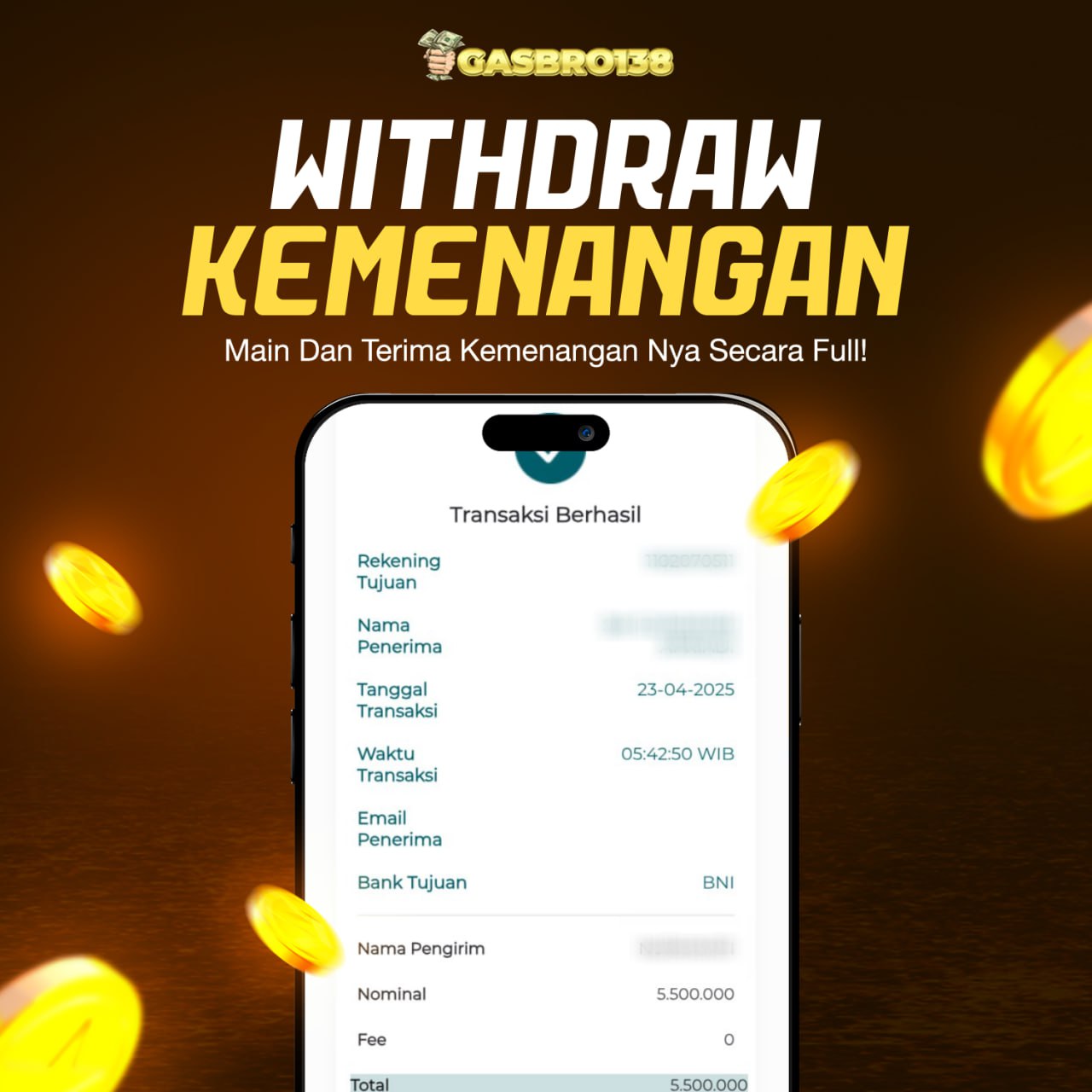 STOP RUNGKAD BRO!!! Tergacor Hanya Di GASBRO138 Kemenangan Resmi Modal Rp.230.000 Withdraw Rp.5.500.000