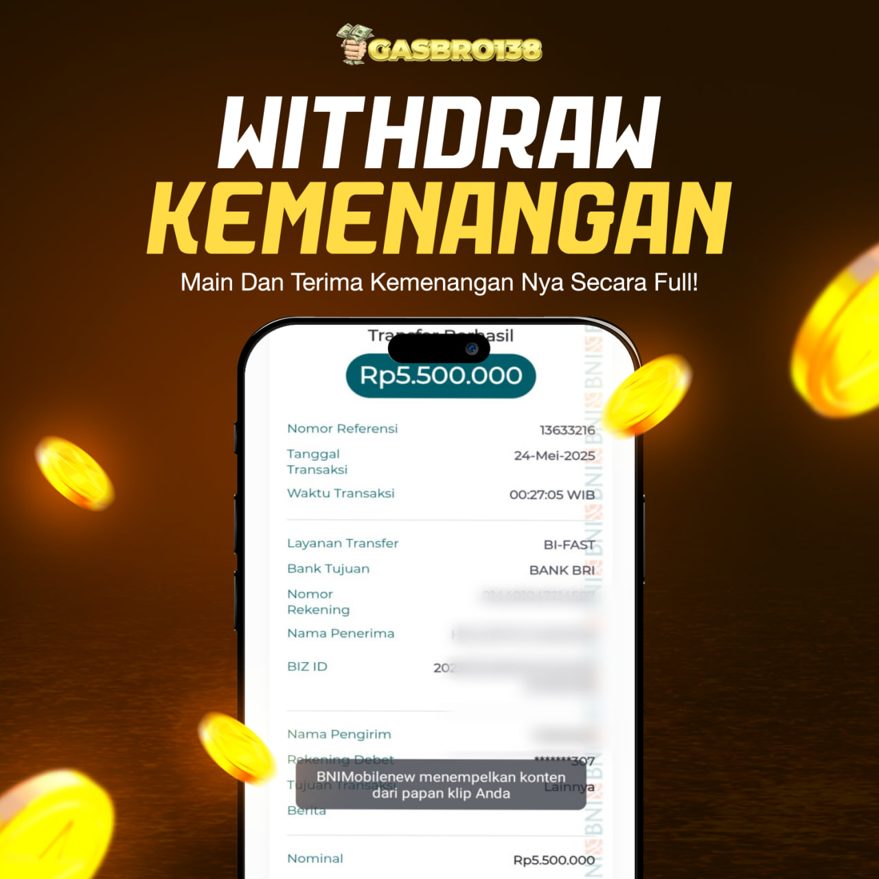 STOP RUNGKAD BRO!!! Tergacor Hanya Di GASBRO138 Kemenangan Resmi Modal Rp.650.000 Withdraw Rp.5.000.000