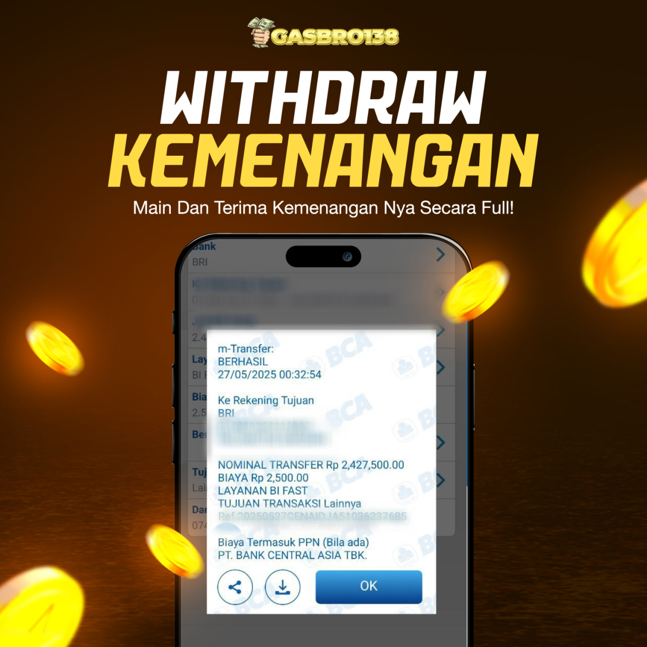 STOP RUNGKAD BRO!!! Tergacor Hanya Di GASBRO138 Kemenangan Resmi Modal Rp.250.000 Withdraw Rp.2.430.000