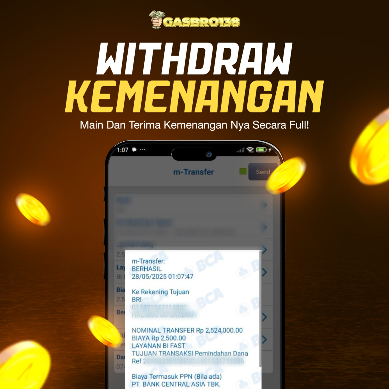 STOP RUNGKAD BRO!!! Tergacor Hanya Di GASBRO138 Kemenangan Resmi Modal Rp.205.000 Withdraw Rp.2.524.000
