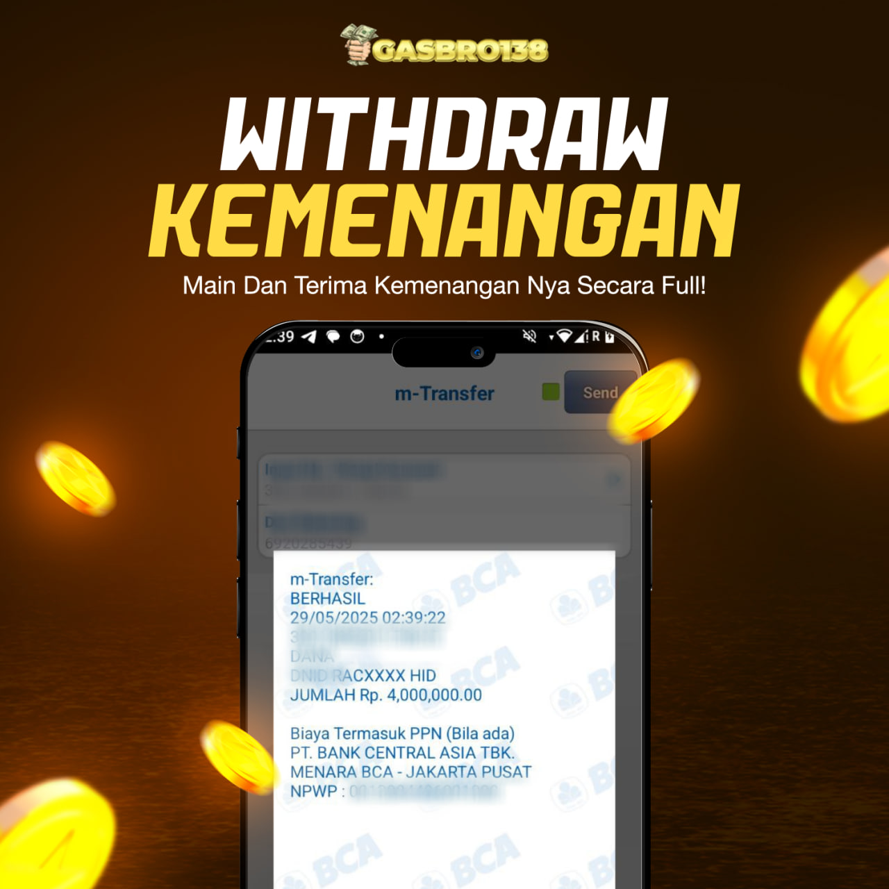 STOP RUNGKAD BRO!!! Tergacor Hanya Di GASBRO138 Kemenangan Resmi Modal Rp.100.000 Withdraw Rp.4.000.000