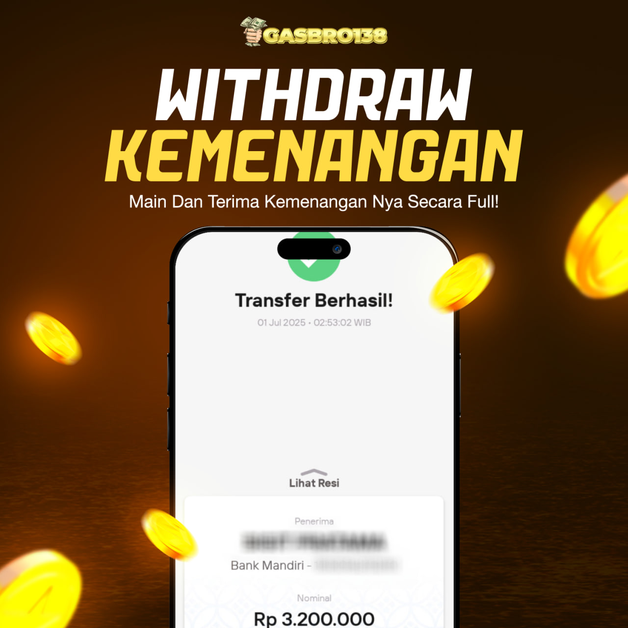 STOP RUNGKAD BRO!!! Tergacor Hanya Di GASBRO138 Kemenangan Resmi Modal Rp 200.000 Withdraw Rp. 3.200.000